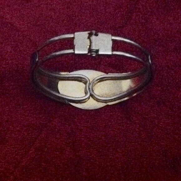 Vintage Cloisonne Purple Enamel Rose Design Floral Hinged Clapper Bracelet - Picture 5 of 7